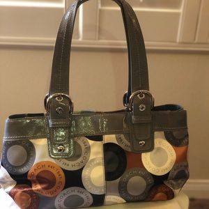 Coach Bags - COACH SOHO OP ART GRAY/ MULTI COLOR SATIN HANDBAG Coach Bags - COACH SOHO OP ART GRAY/ MULTI COLOR SATIN HANDBAG
